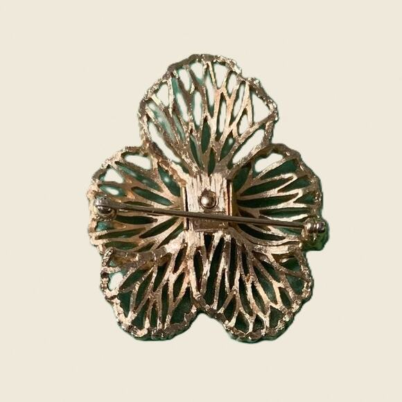 Vintage Crown Trifari Pansy Brooch - Picture 4 of 5